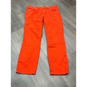Tory Burch Womens Orange Solid Stretch Low Rise Alexa Cropped Skinny Jeans Sz 28